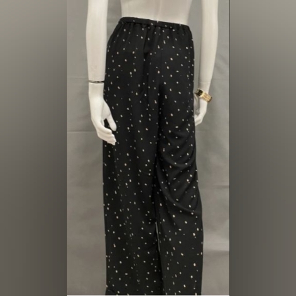 Black Wide Leg Pants With Off White Polkadots Lightweight Pants Small By Tavik - Picture 2 of 4